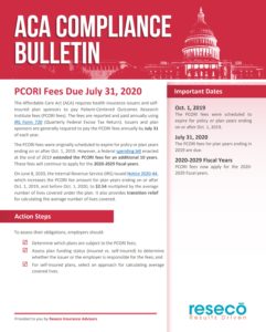 PCORI Fees Due July 31, 2020