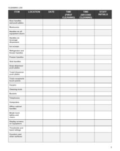 COVID-19 Cleaning Log