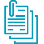 Documents and paperclip icon teal