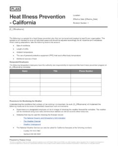Heat Illness Prevention Plan - California