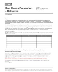 Heat Illness Prevention – California Policy