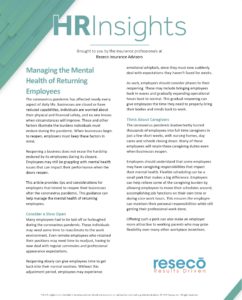 Managing the Mental Health of Returning Employees