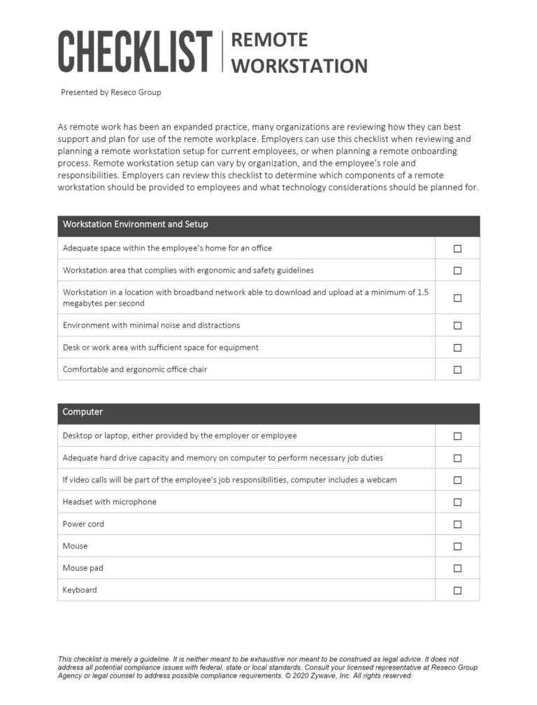 Remote Workstation Checklist - Resecō