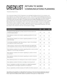 Return to Work Communications Planning Checklist
